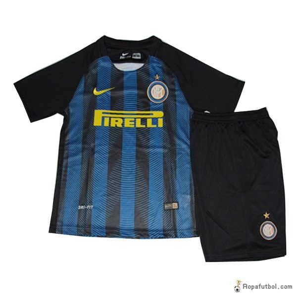 Camiseta Inter de Milán Replica Primera Ropa Niños 2016/17 Azul Negro